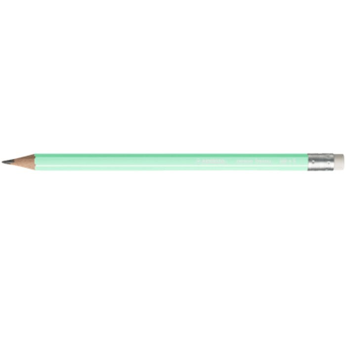Карандаш чернографитный STABILO с ластиком SWANO  Pastel зеленый, шестигранный арт.4908/02-НВ (Ст.12)