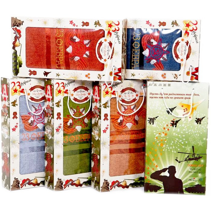 Полотенце махровое 70*140см "23 февраля.Тематическое" в асс.