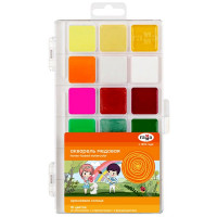 Акварель 18 цветов (ГАММА) ОРАНЖЕВОЕ СОЛНЦЕ пластиковая коробка (6 перломутровых,6 флуоресцентных, 6 классических) арт 120320212