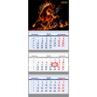 Календарь настенный 3-бл 2026 295*700 "Огненная лошадь" на 3 гребнях Attomex арт.2133526 (Ст.40)