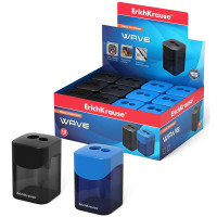 Точилка пластиковая ErichKrause Wave, Classic, двойная, с контейнером, ассорти арт.21835