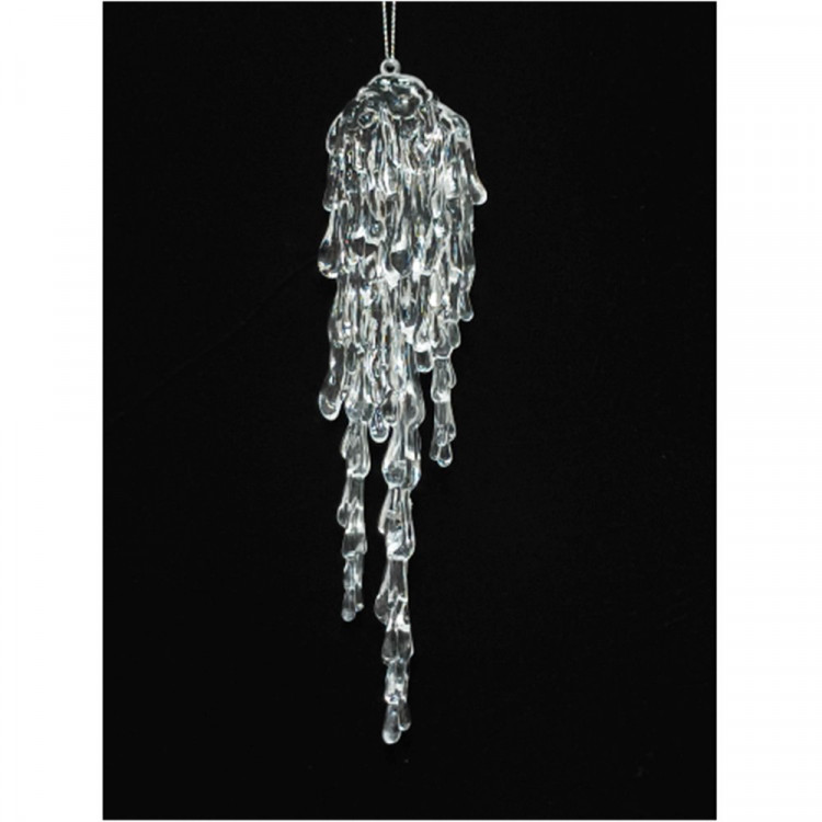 Украшение декор.подвеска "Сосулька объёмная" 21,3см прозрачная арт.94867