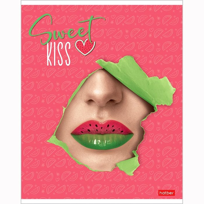 Тетрадь А5 клетка 48 листов скоба (Hatber) Sweet kiss 3D матовая ламинация арт 48Т5лолВ1