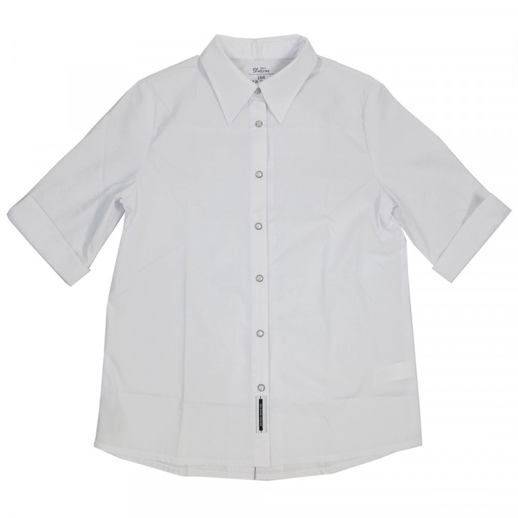 Блузка для девочки (Делорас) короткий рукав цвет белый арт.C63654S размерный ряд 34/134-46/170