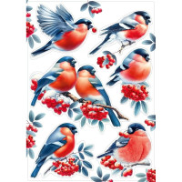 Украшение-наклейка на окно 47*16см "Снегири и рябина" арт.079.504