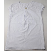 Джемпер для девочки трикотажный (Ликру) короткий рукав цвет белый арт.0237 ВИРИНЕЯ размерный ряд 32/128-40/158