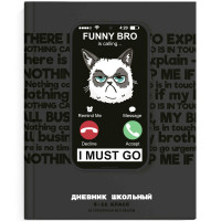 Дневник для старших классов твердая обложка (Феникс) Хмурый кот глянцевая ламинация арт.69720
