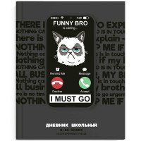Дневник для старших классов твердая обложка Феникс Хмурый кот глянцевая ламинация арт.69720