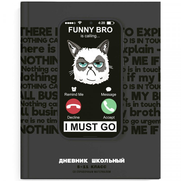 Дневник для старших классов твердая обложка Феникс Хмурый кот глянцевая ламинация арт.69720