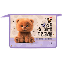 Папка школьная для тетрадей А4 на молнии 2 отделения (Hatber) Пушистый мишка арт.AMt_07068