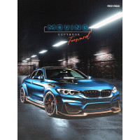 Тетрадь на кольцах А5 клетка 80 листов (Prof-Press) Синий автомобиль глянцевая ламинация лен арт.80-1554