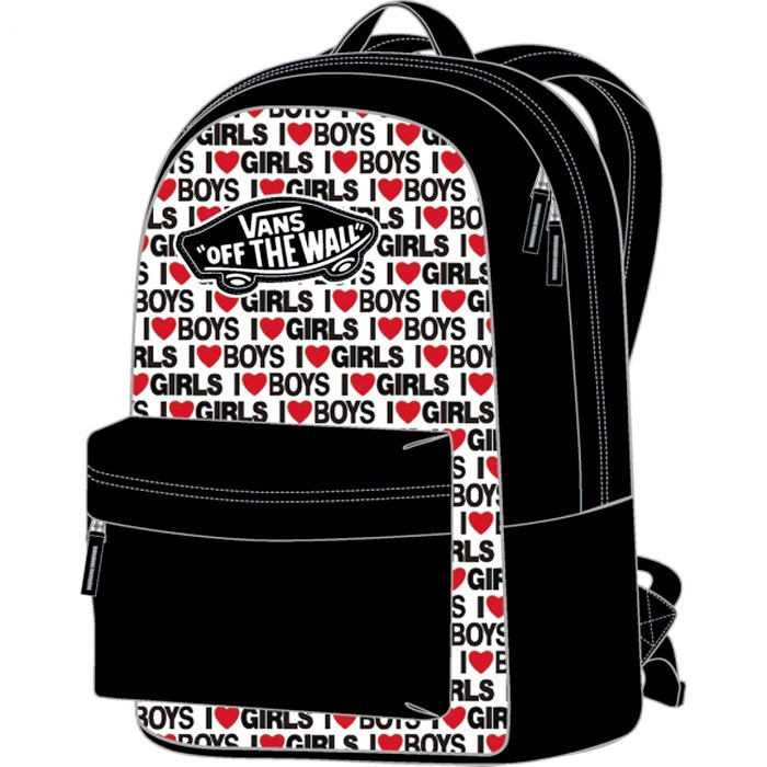 Рюкзак для девочек (VANS) Realm Backpack I heart boys черный 43x32x12 см арт VA3UI6VDA
