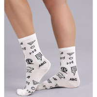 Носки детские для девочки артикул С1500 80% хлопок, 18% полиамид, 2% эластан цвет белый (Clever)