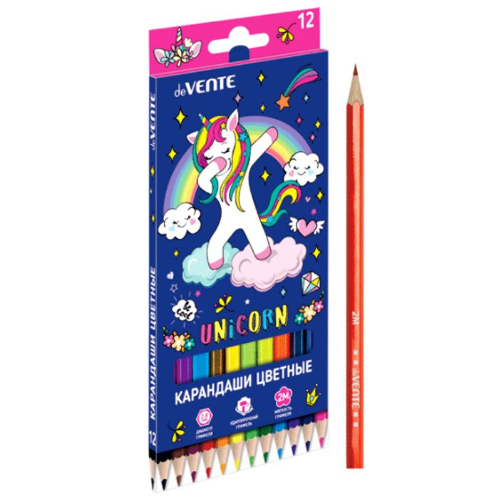 Набор карандашей цветных (deVENTE) Magic Unicorn 12 цветов 2М 2,8мм арт.5022100