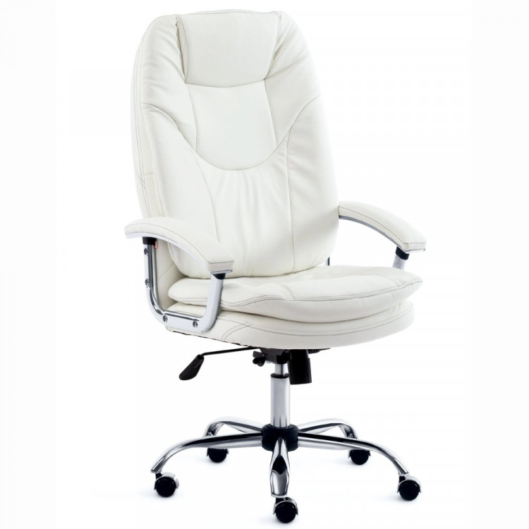 Кресло для руководителя хром/эко-кожа SOFTY LUX белый (36-01)