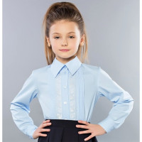 Блузка для девочки (Топтышка) длинный рукав цвет голубой арт.5069 размерный ряд 34/134-42/158