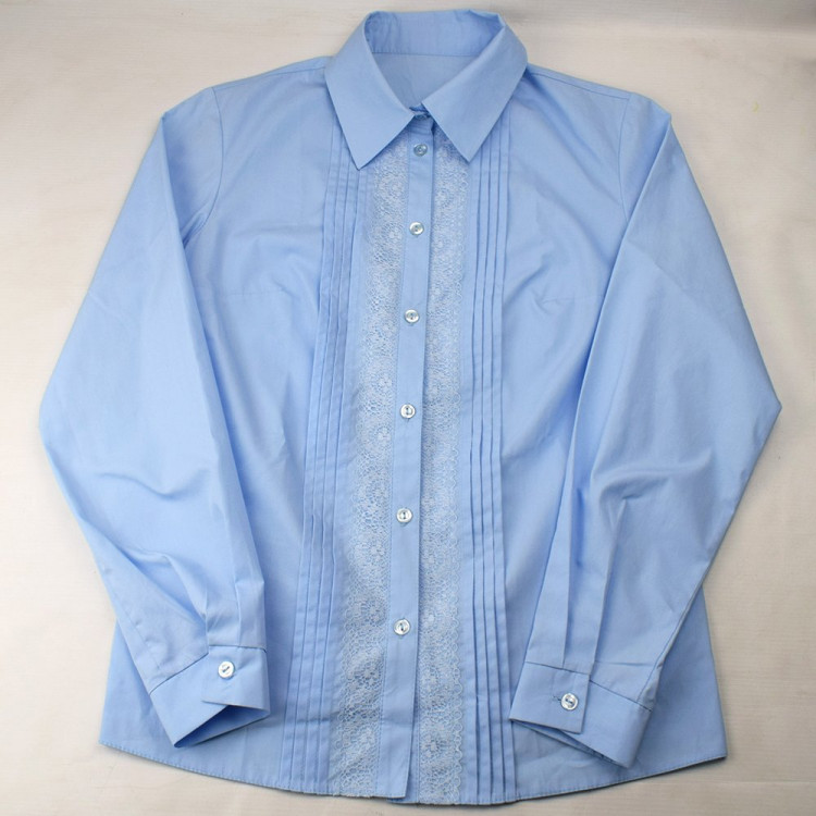 Блузка для девочки (Топтышка) длинный рукав цвет голубой арт.5069 размерный ряд 34/134-42/158