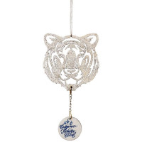 Украшение декор.подвеска пластик "Тигр" 12см цв.серебро арт.86435