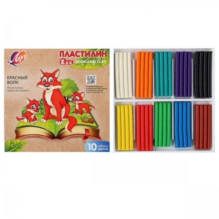Пластилин 10 цветов 150 грамм (ЛУЧ) ZOO картонная коробка арт.29С 1721-08