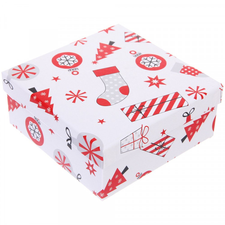 Коробка подарочная 15,5*15,5*6,5см "Весёлый Новый год" арт.214-503