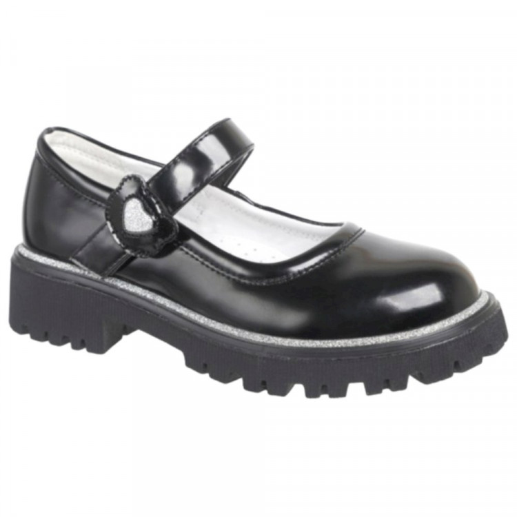 Туфли для девочки (Indigo Kids) черные верх-искусственная кожа подкладка-натуральная кожа артикул 32-0124A