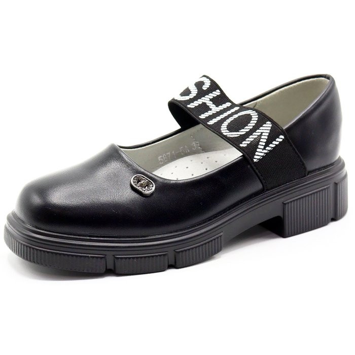 Туфли для девочки (B&G) черные верх-искусственная кожа подкладка-искусственная кожа размерный ряд 31-37 арт. dz-5871-5A