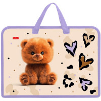 Сумка пластик А4 (Hatber) на молнии ручка-тесьма Пушистый мишка арт.AMn_07081