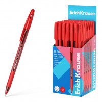 Ручка шариковая прозрачный корпус с резиновым упором (ErichKrause) R-301 Classic красный, 1,0/0,5мм арт.60974 (Ст.50)