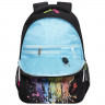 Рюкзак для девочек школьный (Grizzly) + брелок арт RG-360-6/1 черный 27х40х20 см