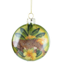 Украшение на ёлку стекло (форма Медальон) 08см "Гепард" арт.87367