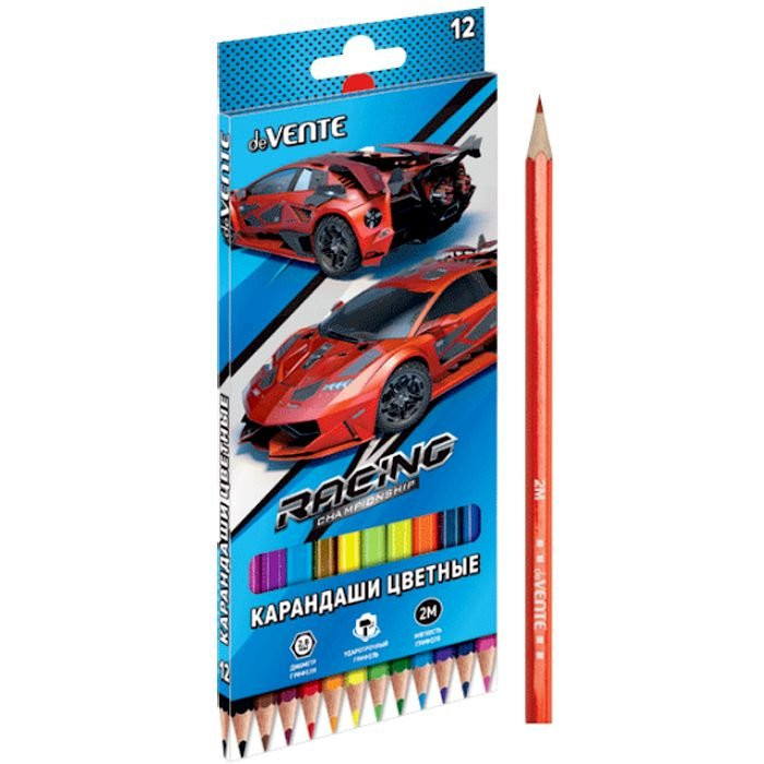 Набор карандашей цветных (deVENTE) Racing 12 цветов 2М 2,8мм арт.5022005