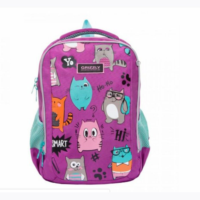 Рюкзак для девочки школьный (Grizzly) арт RG-969-2 фиолетовый 27х38х19 см