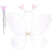 Набор карнавальный "Нежная принцесса" (ободок, крылья, палочка) цв.белый, цв.черный арт.776-492