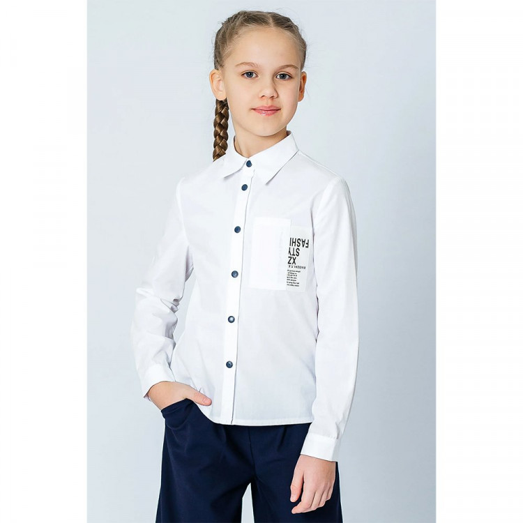 Блузка для девочки (Делорас) длинный рукав цвет белый арт.C63672 размерный ряд 34/134-46/170