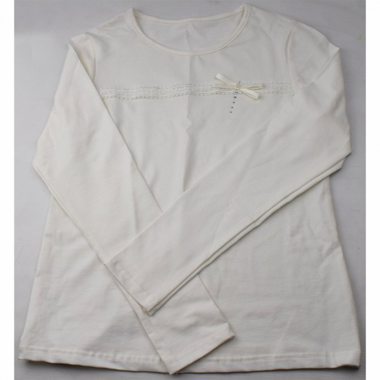 Джемпер для девочки трикотажный (Ликру) длинный рукав цвет экрю арт.0217 Непоседа размерный ряд 32/128-42/164