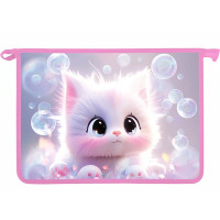 Папка школьная для тетрадей А4 на молнии (Оникс) Котик аниме дизайн с двух сторон арт.ПТ-835