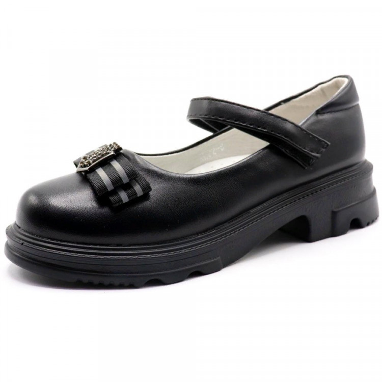Туфли для девочки (Ирина) черные верх-искусственная кожа подкладка-искусственная кожа размерный ряд 30-37 артикул kok-XL22-8