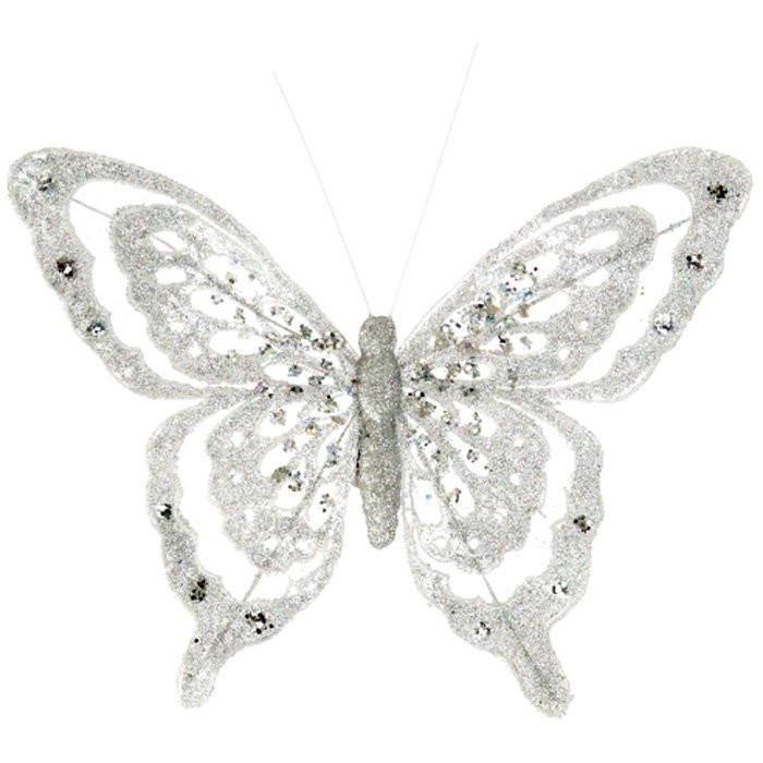 Украшение декоративное "Бабочка в серебре" 18,5см арт.87524
