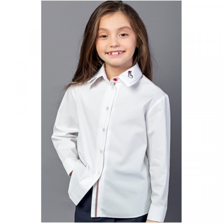 Блузка для девочки (Топтышка) длинный рукав цвет белый арт.5262 размерный ряд 34/134-42/158
