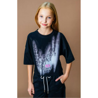 Футболка для девочки арт.Deloras 22615 размерный ряд 34/134- 44/164 цвет черный