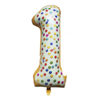 Шар фольгированный 102см Фигура "Цифра 1" пончик арт.6059385