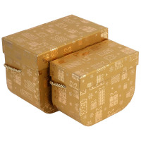 Коробка подарочная 15*11см "Сундучок" ручка-шнур цв.золото арт.369-541