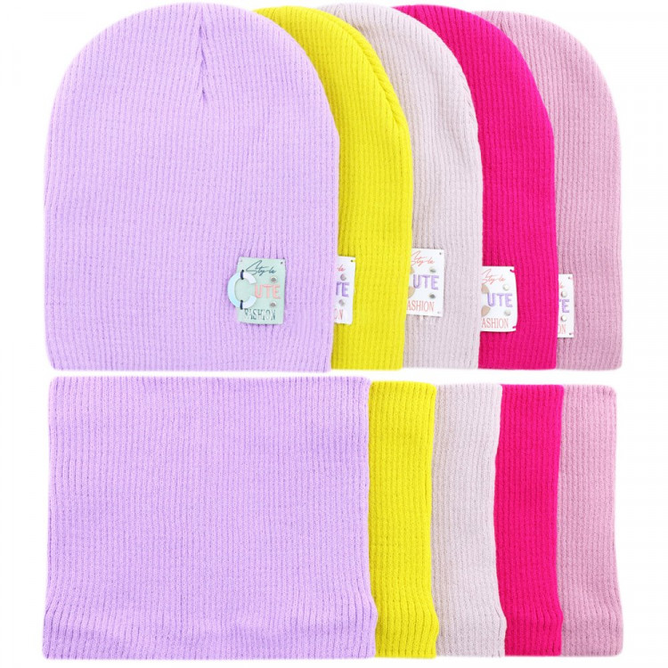 Комплект демисезонный для девочки (Полярик) арт.E-01-78 размер 50-54 (шапка+снуд) цвет в ассортименте