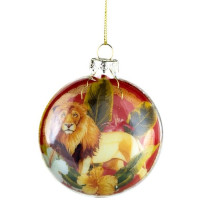 Украшение на ёлку стекло (форма Медальон) 08см "Лев" арт.87371