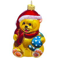 Украшение декоративное стекло 11см "Мишка плюшевый" красный арт.Ф595/2