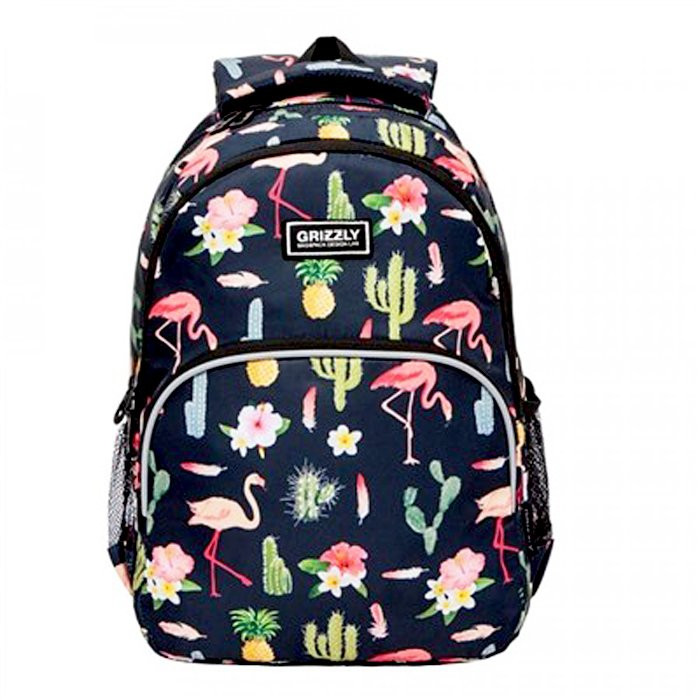 Рюкзак для девочки школьный (Grizzly) арт.RG-060-4 фламинго 27х40х20 см