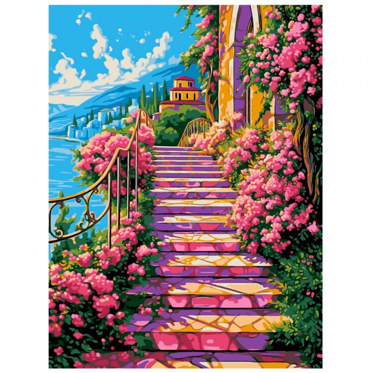 Картина по номерам 28,5х38см (LORI) Лестница в цветах арт.Кпн-344