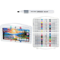 Маркеры для скетчинга акриловые (Mazari) Lorenzo 36 цветов пулевидные наконечники пластиковая упаковка арт.M-15215-36