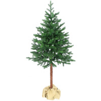 Елка 150см "Юта" на ножке (хвоя 100% литая, ветки примотка, подставка пенек+мешковина) арт.1037315