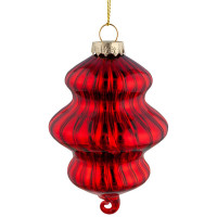 Украшение декор.подвесное стекло "Фонарик" 14см цв.красный арт.92614